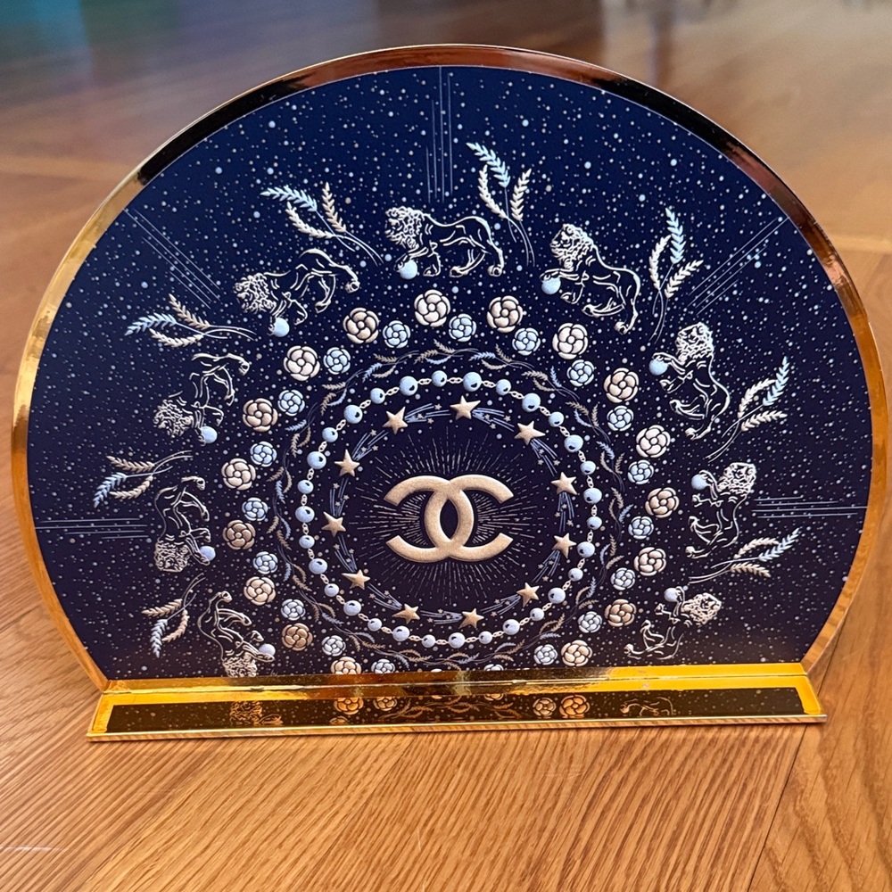 CHANEL Navy and Gold Decorative Accent Plaque with CC Medallion